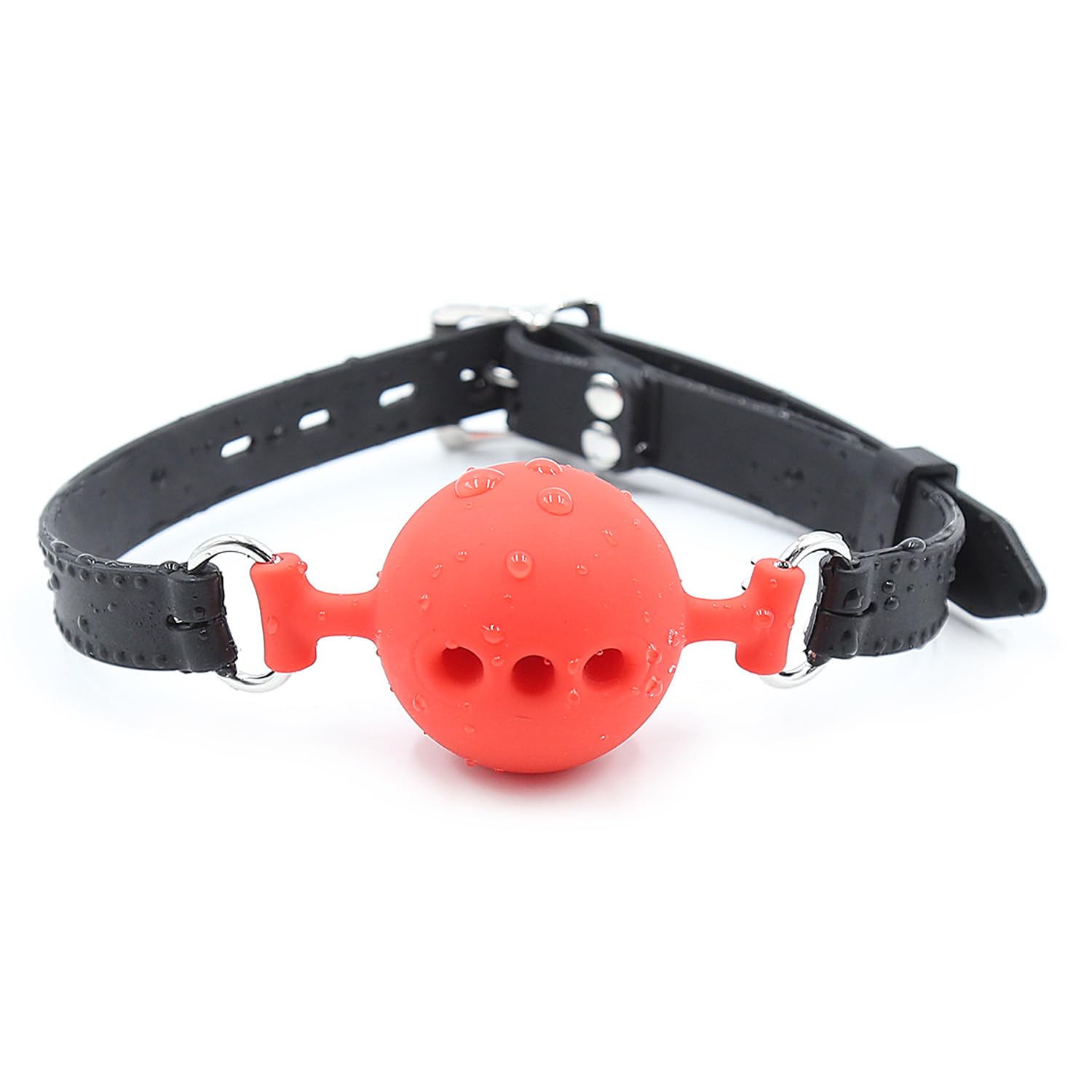 Silicone Breathable Ball Gag for Adult Bondage Restraints Sex Play (Red+Black, 1.7in Ball)
