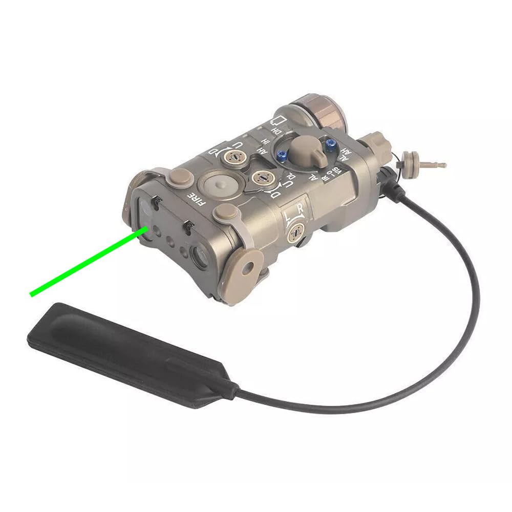 Metal L3-NL Box Aiming Laser Sights(with Green Laser+IR Laser+Whitelight LED Flashlight), and Modular Wire Control Remote Pressure Switch Combo,Tan