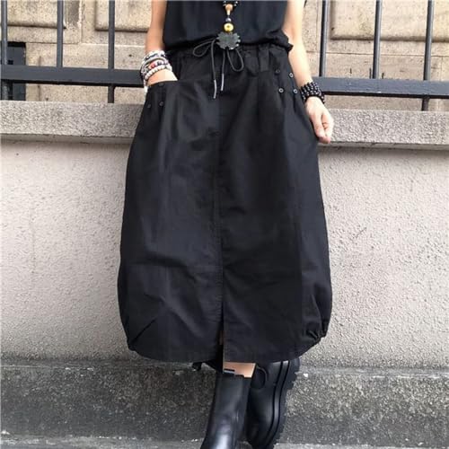 Women's Plus Size Bubble Skirt Summer Drawstring Elastic Waist Pocket Elastic High Waisted Loose Fall Fashion2