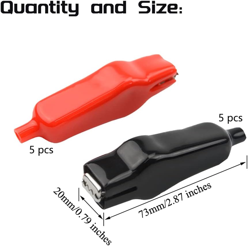 WMYCONGCONG 10 PCS Insulated Alligator Clips Electric Test Clips Alligator Clamp for Car Auto Vehicle, Black Red (20A) - Image 5