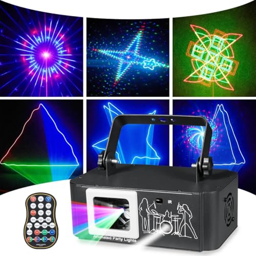 RGB Laser DJ Light – Full-Color Scanning Beams Animations & Rotating Starry Effects