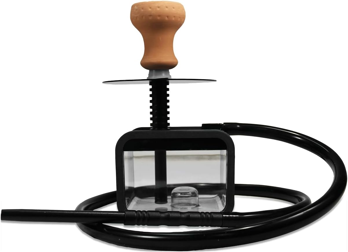 Ultra-Portable Acrylic Hookah Set - Durable Travel Hookah with Silicone Hose, and Shisha Accessories for On-the-Go Enjoyment - Music Box (Black)