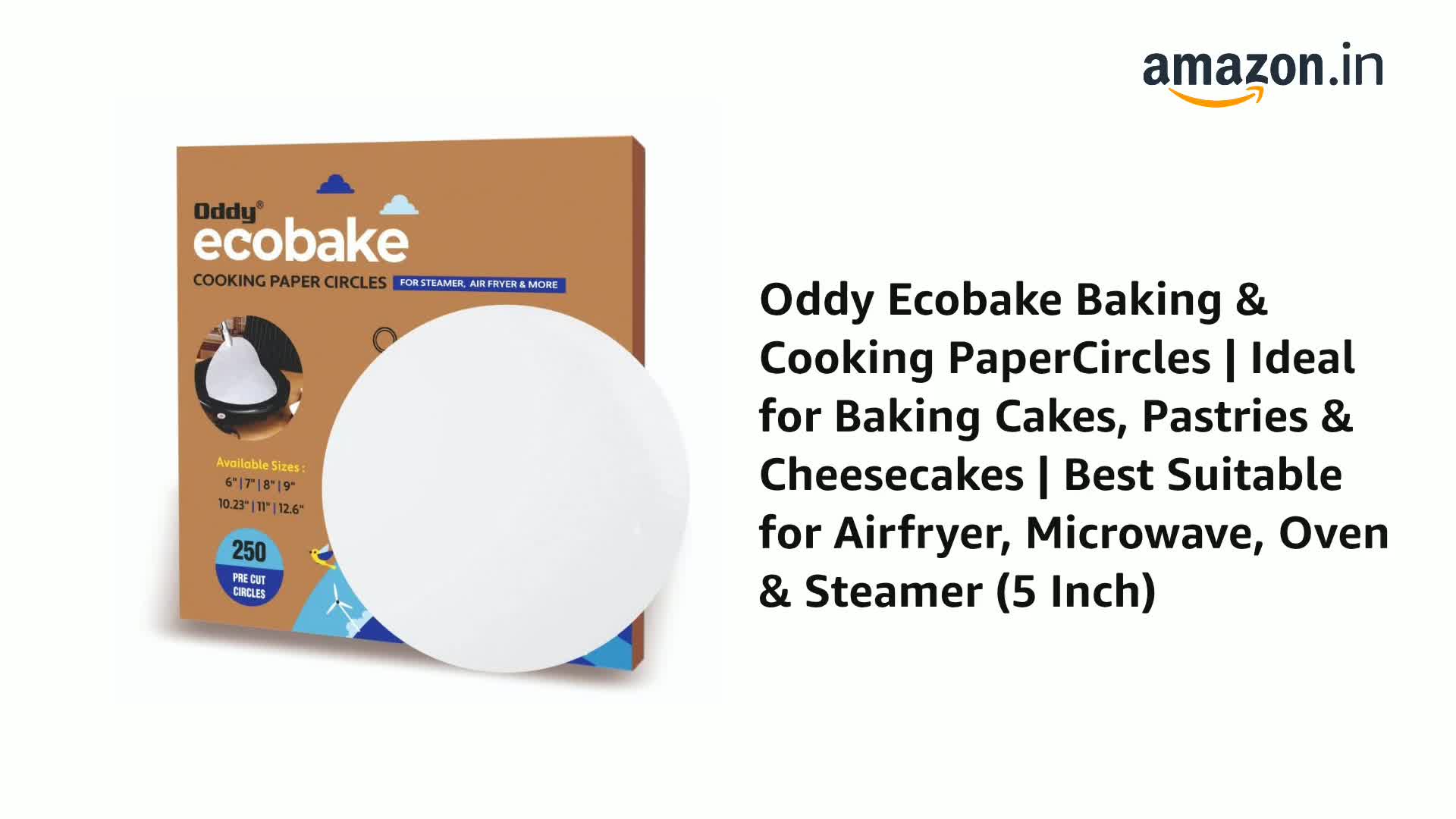 Oddy Ecobake Baking & Cooking PaperCircles | Ideal for Baking Cakes, Pastries & Cheesecakes | Best Suitable for Airfryer, Microwave, Oven & Steamer (5 Inch)