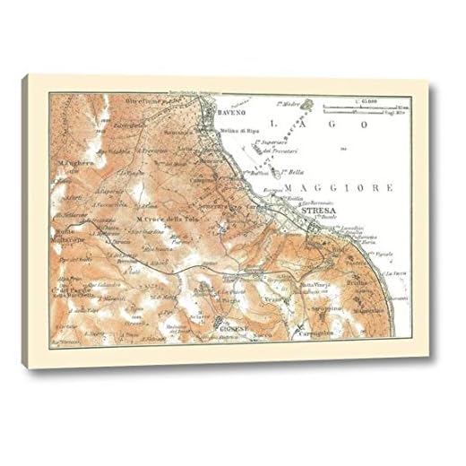 Lake Maggiore Northern Italy - Bertarelli 1914 by Bertarelli - 17" x 24" Canvas Art Print Gallery Wrapped - Ready to Hang