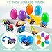 JOYIN 12 Pcs Easter Eggs Filled with Toy Cars, Colorful Prefilled Pull Back Construction Vehicle, and Race Car for Kids Boys Hunt, Basket Stuffers, Party Favors, Classroom Prize