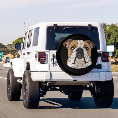 Image of Delerain Spare Tire Cover with Backup Camera Hole Bulldog Dog Wheel Covers Waterproof Dust-Proof UV Sun Universal Fit for Jeep Trailer RV SUV Truck (17 Inch for Diameter 31 inch-33 inch)