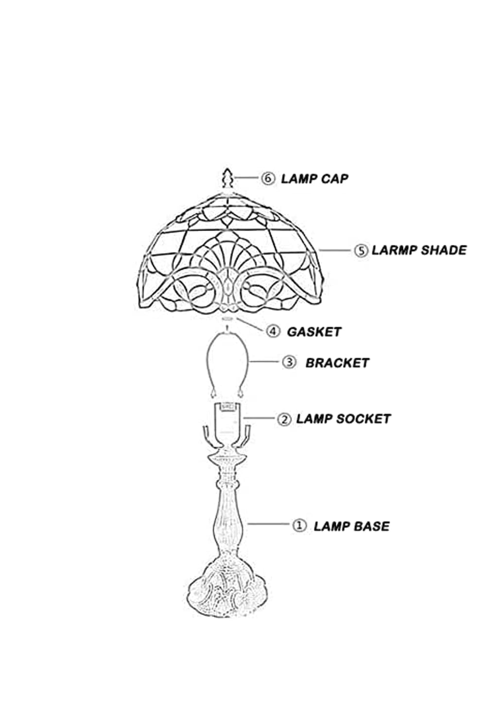 Tiffany Stil Tischlampe 8 Zoll, Vintage Design mit Buntglas, Energiesparende LED Birne, Ambiente Beleuchtung für Homeoffice, Arbeitszimmer und Nachtisch (ORANGE)