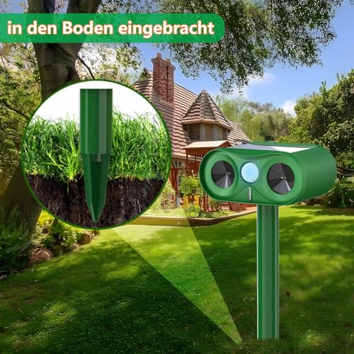 Katzenschreck Ultraschall, Upgrade 2025 Katzenabwehr Solar Ultraschall Tiervertreiber, Katzenabwehr Garten mit PIR Bewegungssensor, Katzenschreck für Garten, Wirksam gegen Katzen, Hunde, Mäse, Marder