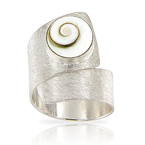 PLANETYS - Bague Manchette Oeil de Sainte Lucie Argent 925/1000 aspect Brossé - Taille Réglable