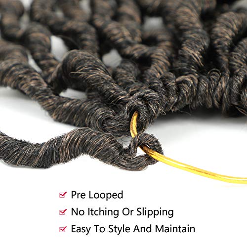 Lihui Faux Locs Crochet Hair 18 Inch Goddess Locs Crochet Hair Pre Looped Soft Crochet Faux Locs 6 Packs Long Goddess Faux Locs Crochet Braids(1B/27) #TOP4