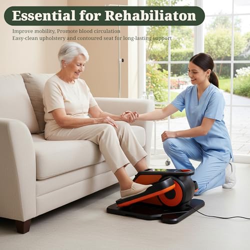 Under Desk Elliptical Machine, Portable Seated Pedal Exerciser with Remote Control, 3 Modes & 12 Adjustable Speeds, Quiet Fully Assembled Electric Leg Exerciser for Seniors Home Office - Image 5