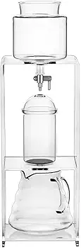 Cold Brew Torre de Goteo Cafetera, Cafetera de hielo con tecnología de goteo lento, con filtro de acero inoxidable, soporte de acrílico, flujo de agua ajustable, prepara de 3 a 6 tazas(14.7*48cm)