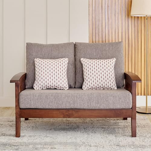 Image of Home Centre Abby Fabric 3+2 Seater Sofa with Cushions - Brown