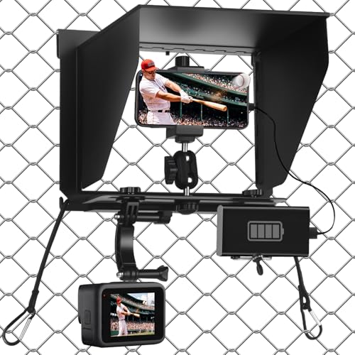 Cell Phone Fence Mount with Shade Game Changer Mounting kit for iPhones Mevo Start GoPro Insta 360 and Other Action Cameras for Recording Baseball Softball and Tennis Games(Matte Black)