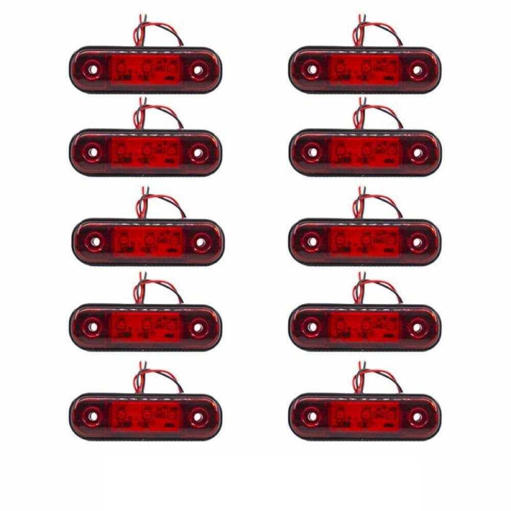 10 sztuk/30 sztuk 12V 24V 3 zewnętrzne boczne obrysowe samochodu światło ostrzegawcze owalne prześwit lampka kontrolna sygnału ciężarówka z przyczepą(10pcs Red)