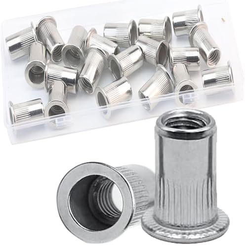 Écrous à rivets M10 inox 304 lot de 20 inserts filetés tête plate pour tôlerie et châssis