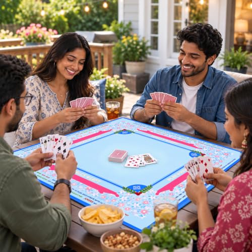 Image of PATPAT Square Mahjong Mat for Table 4 Players 31.5x31.5in Rubber Anti-Slip