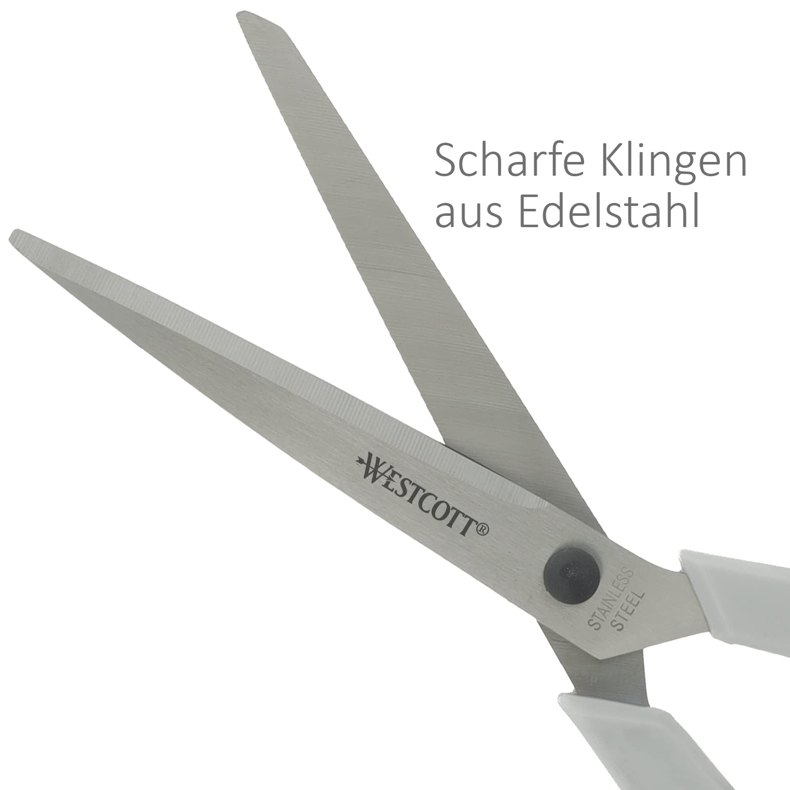 Westcott Easy Grip N-90032 00, 3 stuks universele scharen met comfortabele handgreep, extra scherp en duurzaam roestvrijstalen mes, schaar voor knutselen, huishouden, school en kantoor, 3 stuks