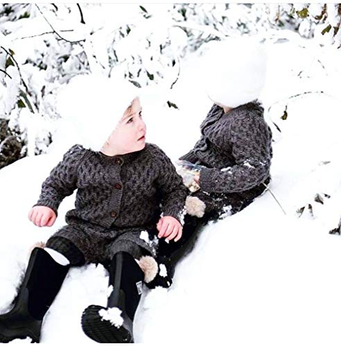 Miccina Cardigã para Meninos Meninas Suéter Infantil Algodão Botão Jaqueta de Malha Inverno Quente C
