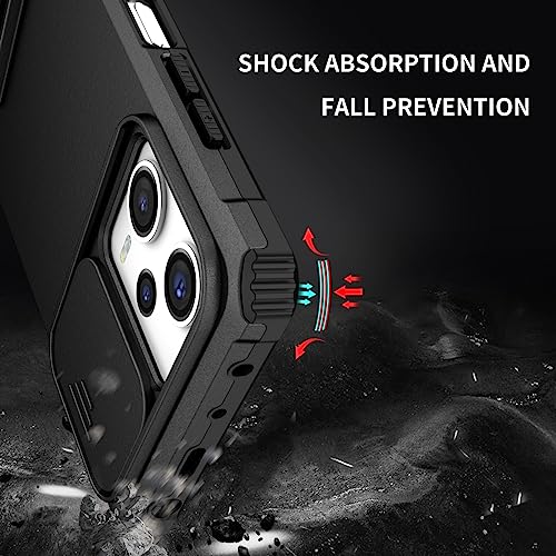 Image of Back Cover Case for Redmi Note 12 Pro 5G | Sliding Camera Shield | Stereoscopic Stand | 360 Protection Mobile Phone Case Cover for Redmi Note 12 Pro 5+G | PC, Black Back Cover