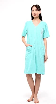 Brighton Robes La Serren Womens Terry Cotton Button Front Short Sleeve ...