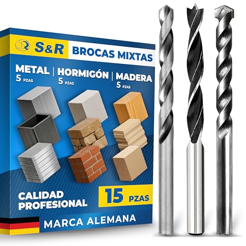 S&R Broca Multimaterial para Pared y Hormigón Metal Madera. Juego de...