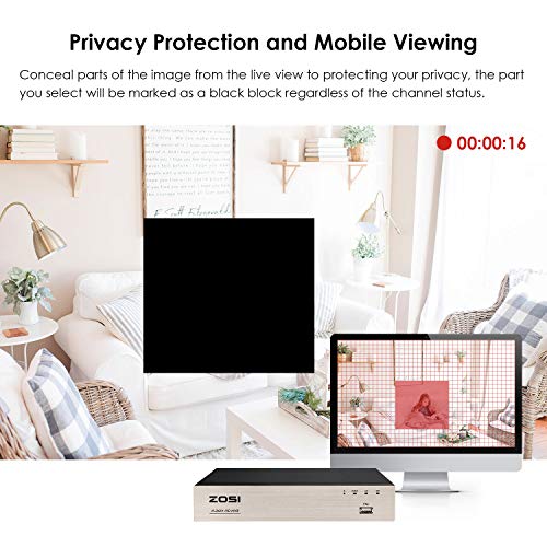 Image of ZOSI 8-Channel HD-TVI FULL 1080P Video Security System DVR and (4) 2.0MP Indoor /Outdoor Weatherproof Cameras with IR Night Vision LEDs- NO HDD, 100ft Night Vision, Customizable Motion Detection