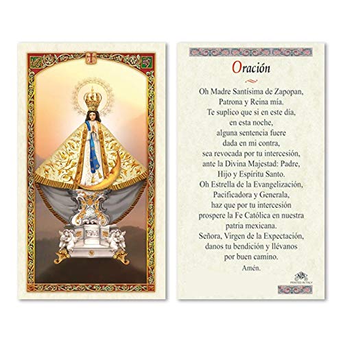 Gifts by Lulee, LLC Nuestra Señora de Zapopan Virgen de Zapopan Patrona de Jalisco Guadalajara Mexico Tarjeta de Rezo Bandecida por Su Santidad