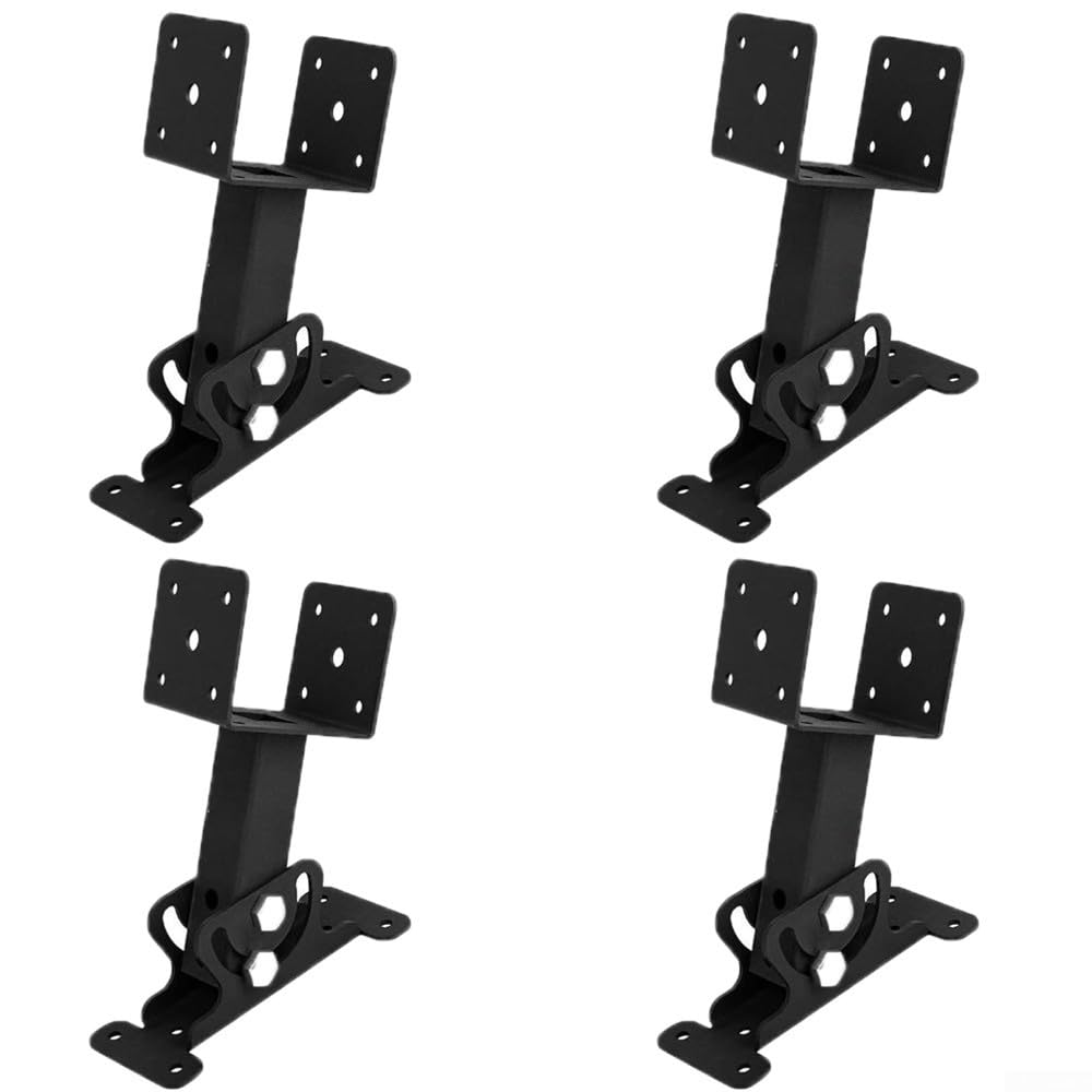 Supporto da tetto regolabile in ferro 12 cm nero (4 pezzi) | Angolo di 180 gradi, design girevole, regolazione flessibile, diverse strutture del tetto, base stabile