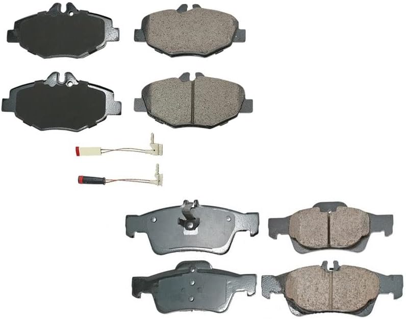 Akebono Euro Ultra Premium - Juego de pastillas de freno de disco ranuradas delanteras y traseras para Mercedes-Benz W211 S211 E320 CDI Bluetec