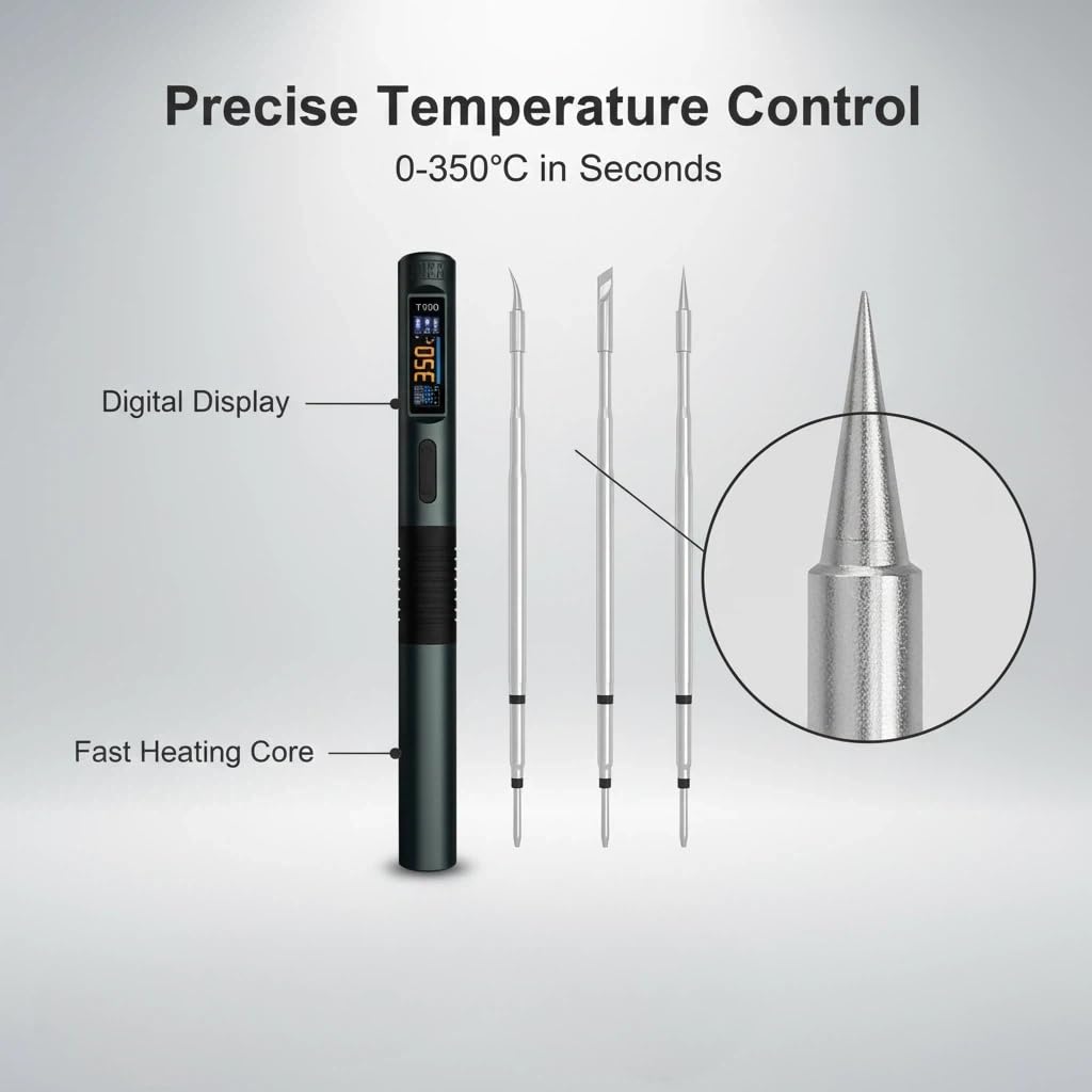 T90A - Juego de soldador inteligente de 3 tipos, temperatura ajustable, 140 W, calentamiento rápido con cable C2C TH30
