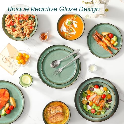 Assiettes en grès vancasso AMBER vert résistantes au micro-ondes - 7