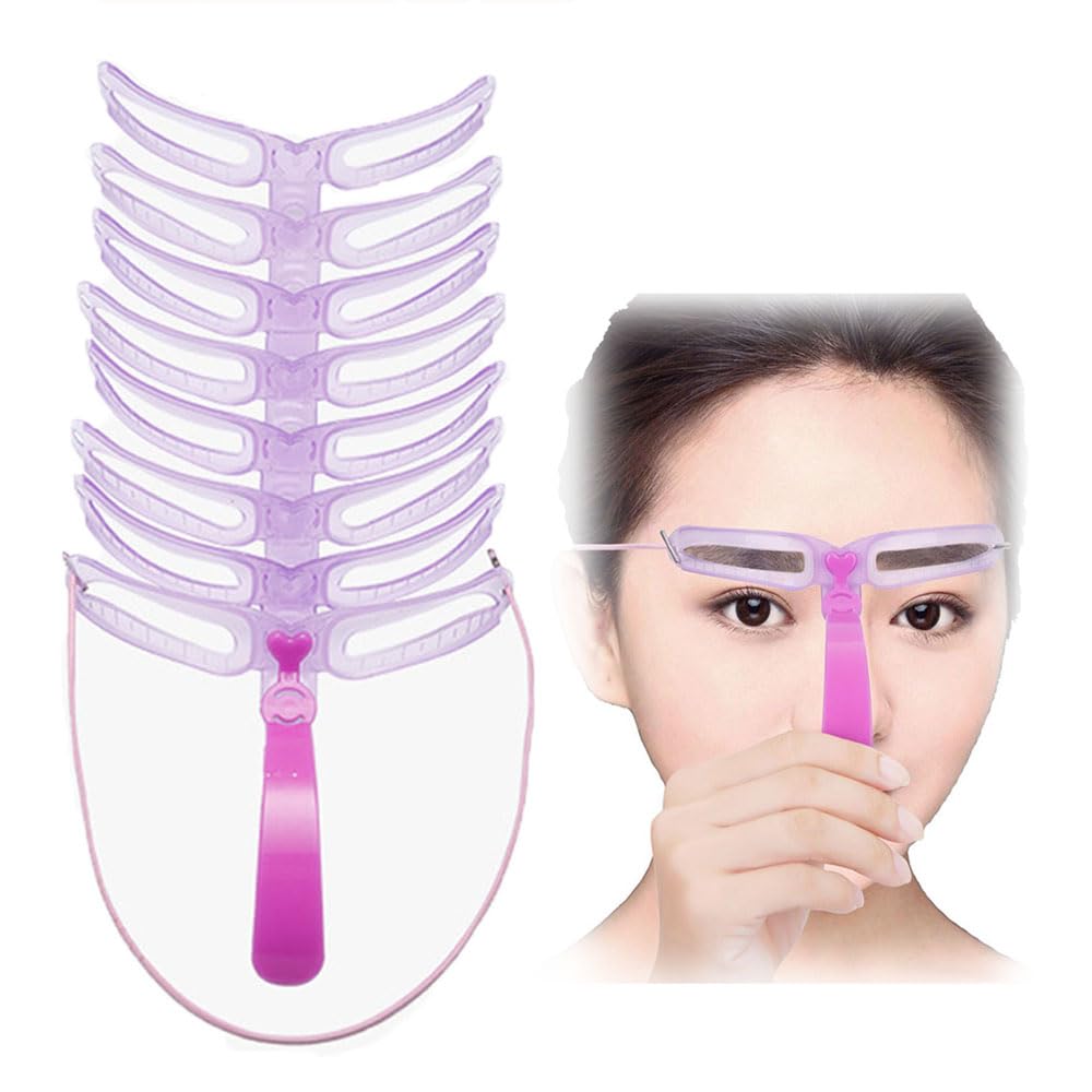 WANDEHO 眉毛 テンプレート 眉毛プレート 眉毛テンプレート 眉毛 型 眉毛メイクツール 美人眉 左右対称 簡単 綺麗 化粧道具 初心者 男女兼用 眉用ステンシル 美容ツール パープル【8種セット】