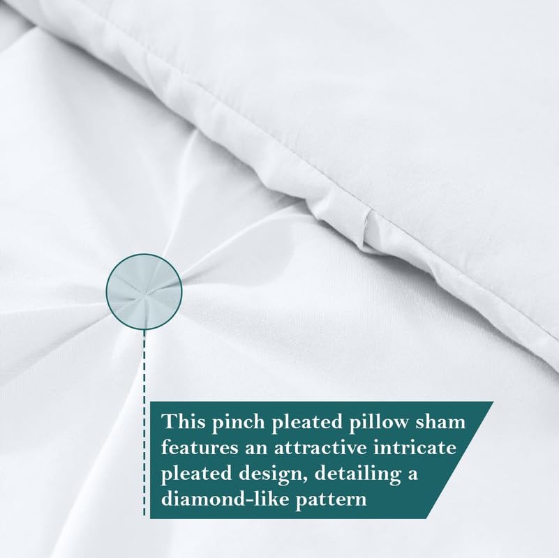 KANCHI DECOR - Designing Pillow Covers 17”x 27” Inch Set of 2 | Microfiber Rich Collection Pintuk Pinch Pleated Pillow Cover Pack of - 2 (17x27 Inches) Machine Washable Pillow Covers | White 4