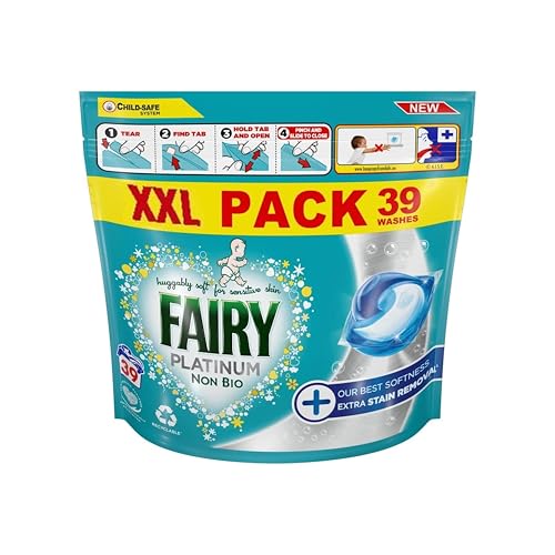 Fairy Capsules de liquide de lavage non bio avec formule Platinum Pods anti tache