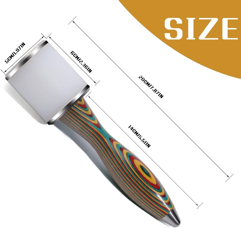 Leather Working Mallet, Leather Mallet Carving Hammer, Maul Nylon Straight Head Comfortable Wooden Handle Hammer DIY Leatherworking (Colorful/Water-Rippled)