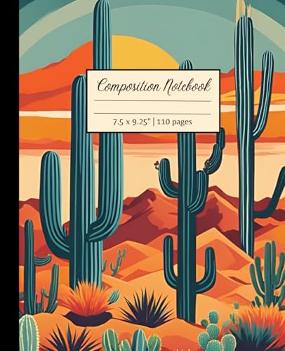 Composition Notebook: Southwest Motif Desert Sun Cactus Notebook Journal | 7.5 x 9.25