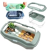 Amazon | merrytime 亀水槽 飼育ケース 亀の水槽 Mサイズ 35×21×12cm