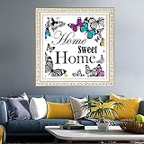 Diamond Painting Kits,Lettres Papillon Peinture Diamant pour Enfants et Adultes,DIY Broderie Diamant kit Complet,5d Strass Broderie Point de Croix Artisanat pour Home Wall Decor Round Drill,40x40cm