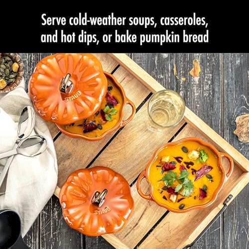 Image of Staub Ceramic 16-oz Petite Pumpkin Cocotte - Burnt Orange