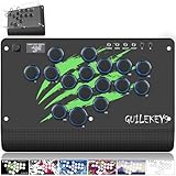 Guilekeys レバーレス アケコン レバーレスコントローラー GM-16「キー軸超高速応答/磁気吸着式パネル/オールインワンボタン」 ボタンリム筐体 ボタン静音強め アケコンレバーレス 格ゲー向け For PS4 PS3 Windows PC Android Steam Switch RGB ボタン交換 TURBO連射 SOCD切替 遅延無し 静音 膝置き 日本語説明書