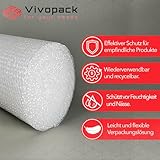 Vivopack Luftpolsterfolie Rolle 50my, Verpackungsmaterial, Noppenfolie, Bubble wrap, Verpackungsfolie ideal als Verpackungsmatierial: Luftpolsterfolien oder Umzugsfolie für Möbel (40cm x 10m)