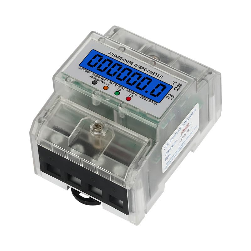 Compteur d'électricité triphasé 100A avec écran numérique LCD clair et boîtier robuste