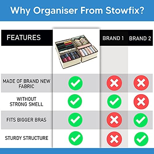 Stowfix Underwear Drawer Organisers Set of 4 Bras and Socks Closet Dividers for Bedroom and Dressing  Folding Collapsible Design  Multipurpose Tie, Socks, Scarves, Handkerchief Organiser
