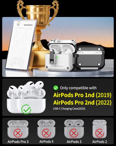 Image of Pohgelan for AirPods 2nd /1st Case with Safety Lock-White | Magnetic Automatic Lock with Cleaning Kit&Keychain,Compatible with Magsafe