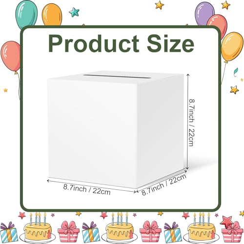 Image of White Card Box Raffle Box Cardboard Receiving Money Box Holder for Graduation, Valentine's Day, Wedding Reception, Baby Showers, Anniversary, Birthday, Party