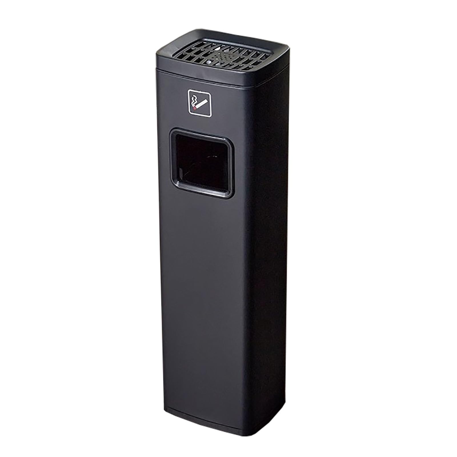 TIANQIHAO Stainless Steel Ashtray Trash Can, Vertical Ash Column With Lid For Elevator Lobby, Hotel Corridor,Black