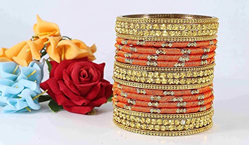 Image of NMII Acrylic (Plastic) With Silk Thread & Beads Studded Worked Glossy Finished Kada Set For Women and Girls