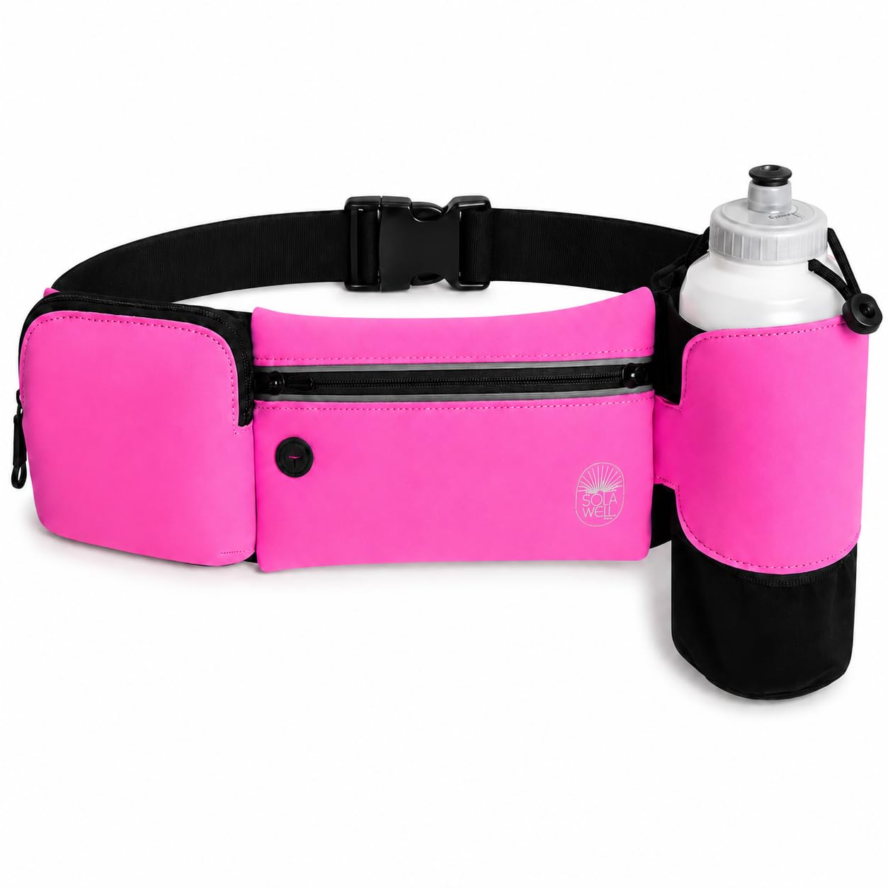 Running Belt with Water Bottle Holder Waist Bag Extender Pink