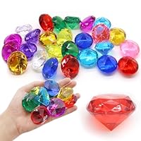 TOKSEO Edelsteine für Kinder, 26 Stück 40mm Diamanten Kinder, Acryl Gros Bunt Diamant für Aquarium Dekoration, Strand Schatzsuche(Zufällige Farben)